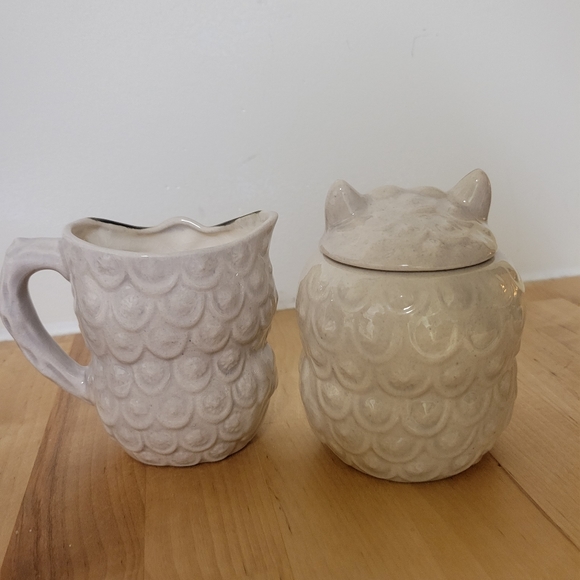 Vintage Owl Ceramic Sugar and Creamer Set - Picture 2 of 9